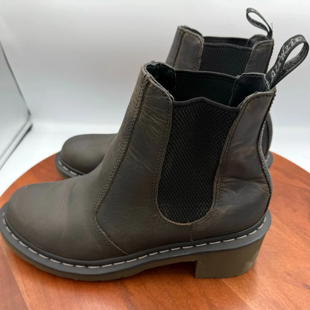 Doc Martens Cadence Rugged Leather Heeled Chelsea Boots Womens‎ 9 Chunky Grunge